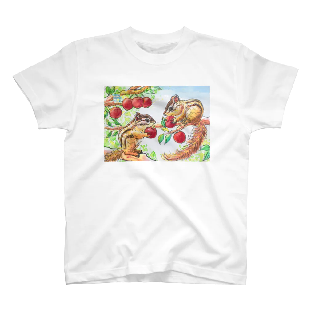 “little shop”福士悦子のシマリスと姫りんご スタンダードTシャツ