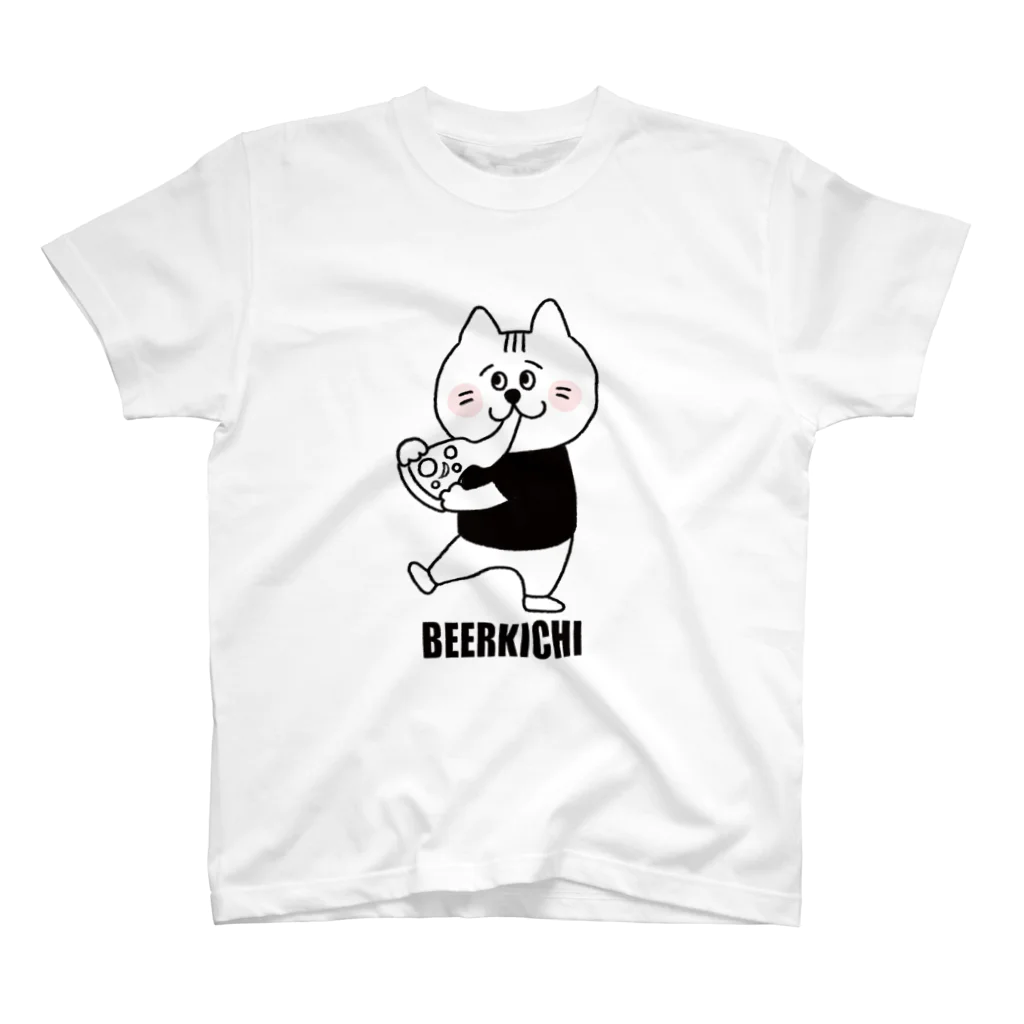 BEERKICHI(ビアキチ)のビアキチくん(ピザ/手描き) 白 Regular Fit T-Shirt