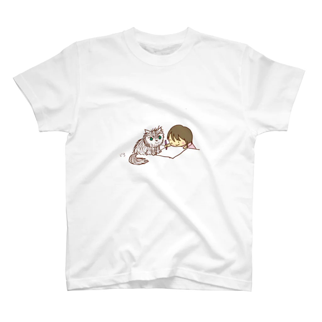 Hello Happy Catのだーちゃんとちびっ子画伯 Regular Fit T-Shirt