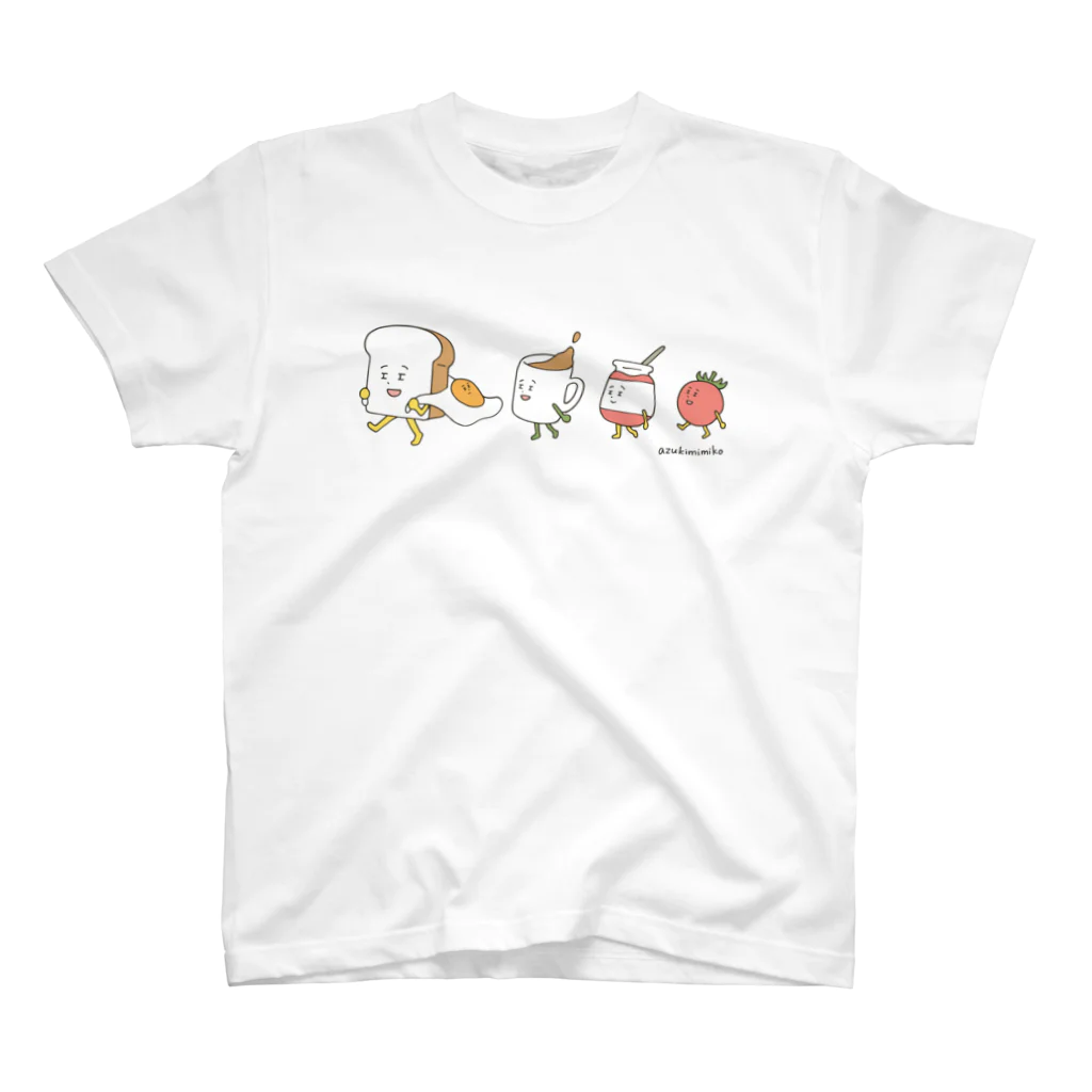 あずき みみこの朝ごはん行進（レッド） スタンダードTシャツ