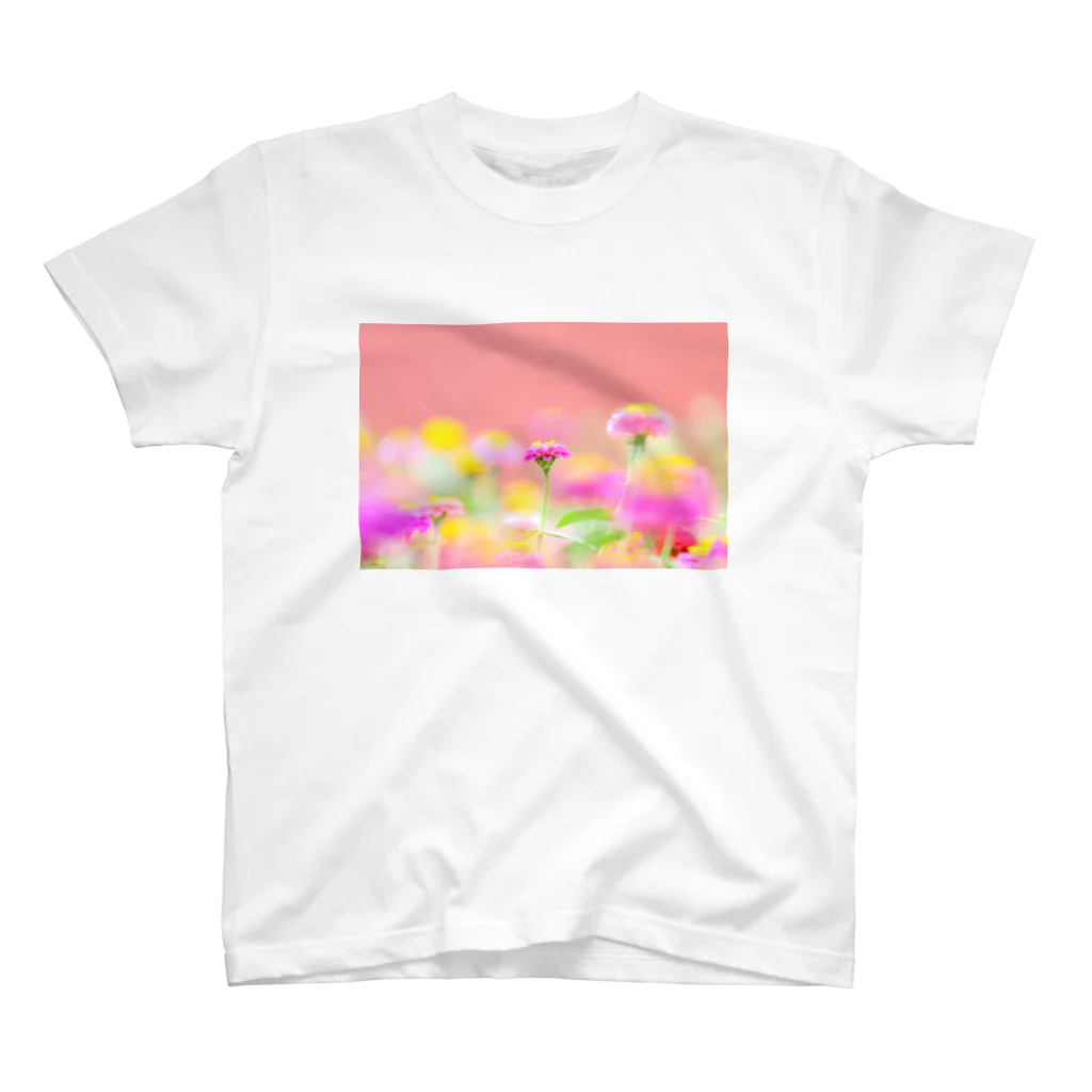 みか猫のpink flower スタンダードTシャツ