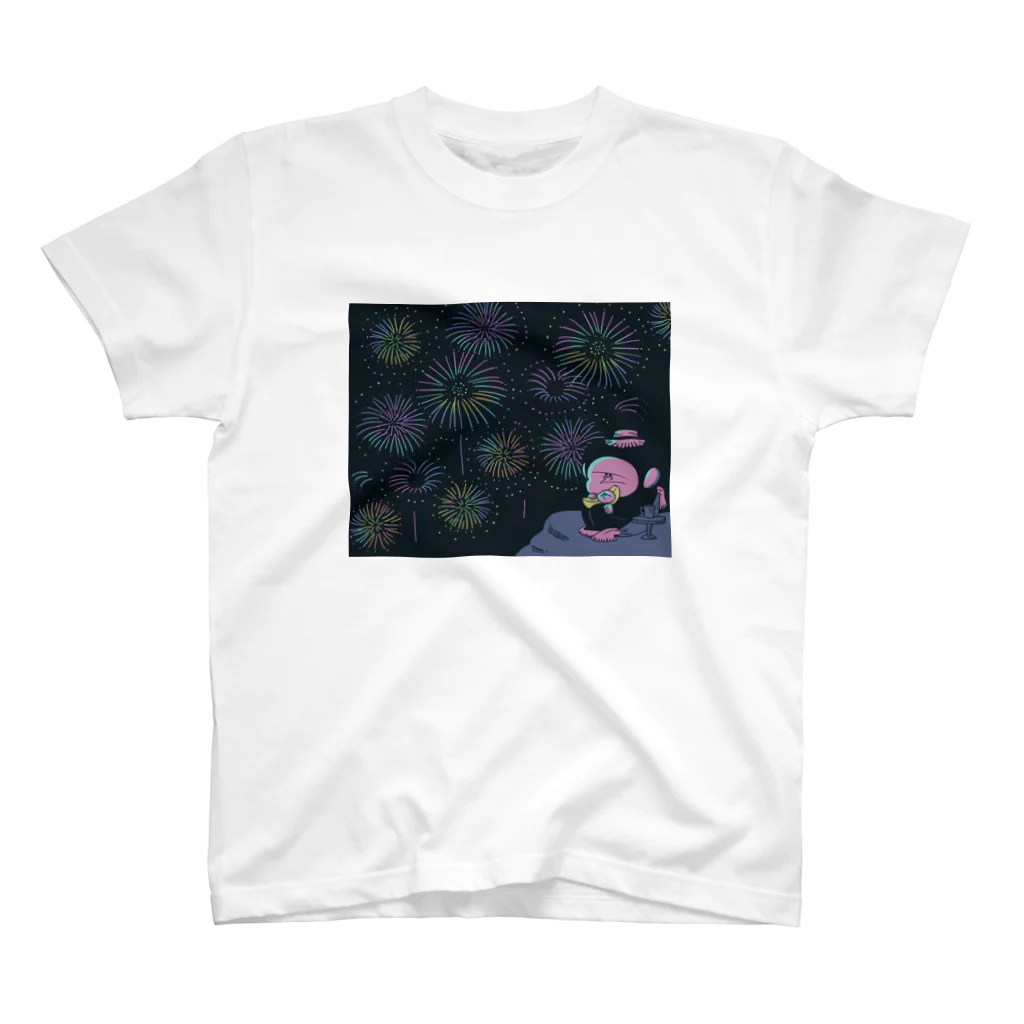 MINI BANANA ゴリラの親子のMINI BANANA  花火 スタンダードTシャツ