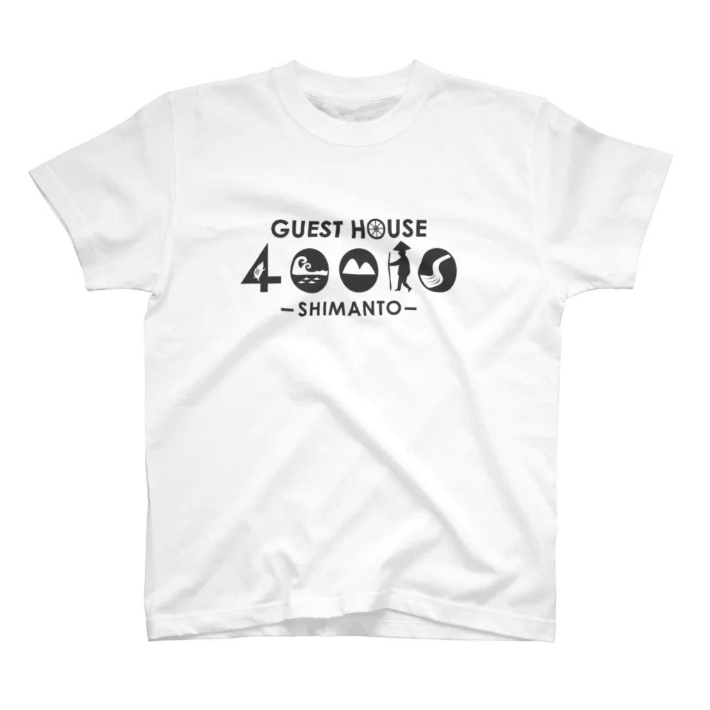 GUEST HOUSE 40010の40010ロゴモノクロ スタンダードTシャツ