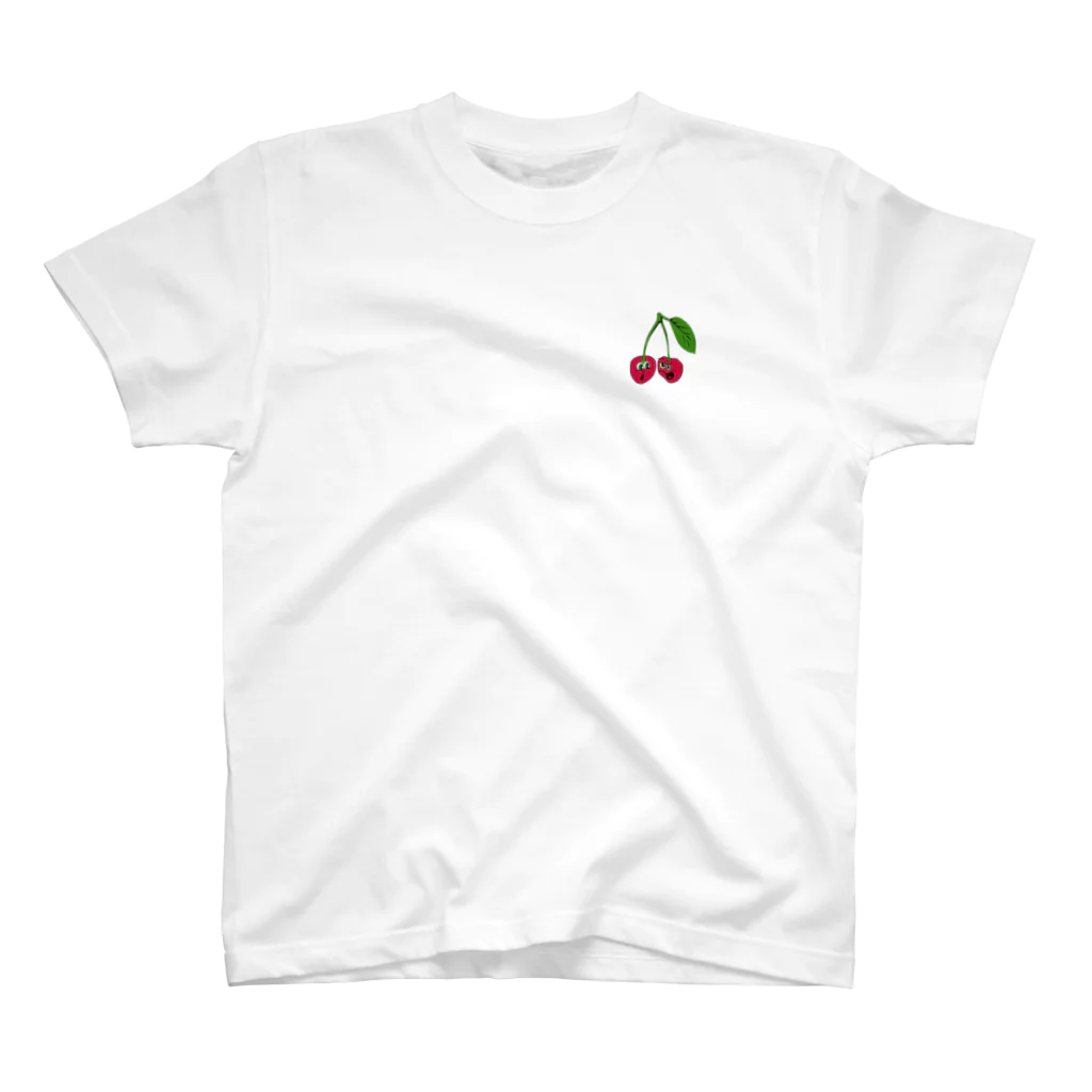 ヘンテコTのピンクRip ワンポイント Regular Fit T-Shirt