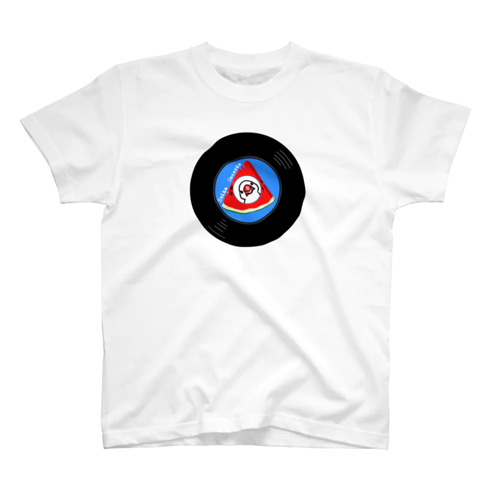 レコードの巣のすいかレコード白文鳥 スタンダードTシャツ