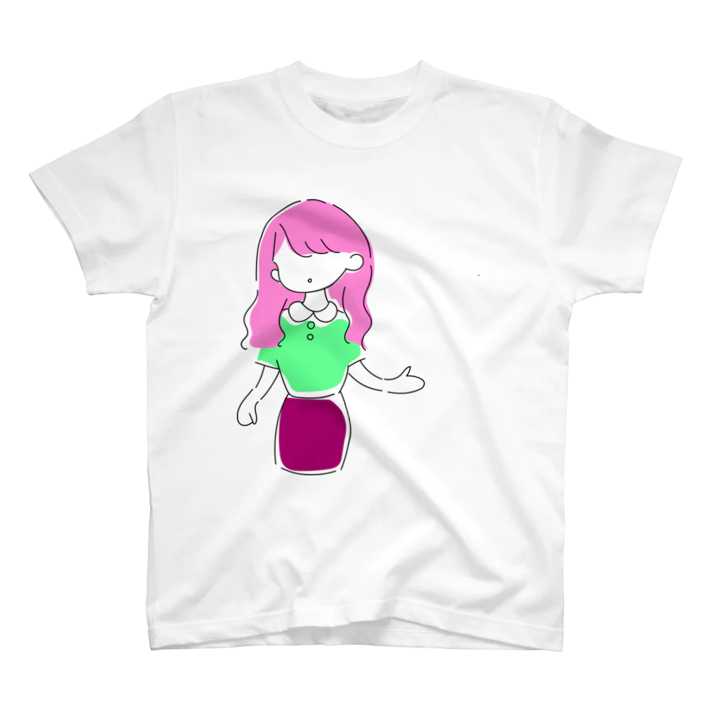 watasi_jkのピンク髪の女 Regular Fit T-Shirt