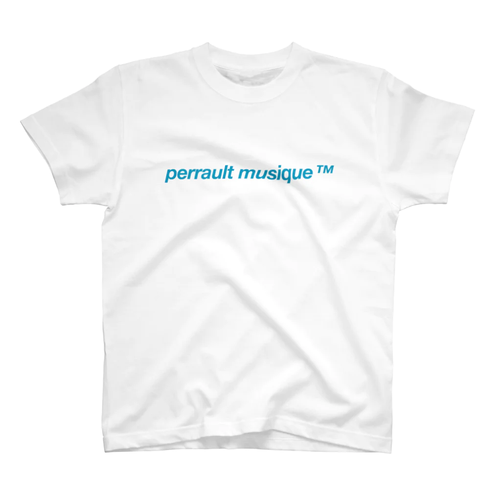 perrault musique™のcenter "PERRAULT BLUE" logo Regular Fit T-Shirt