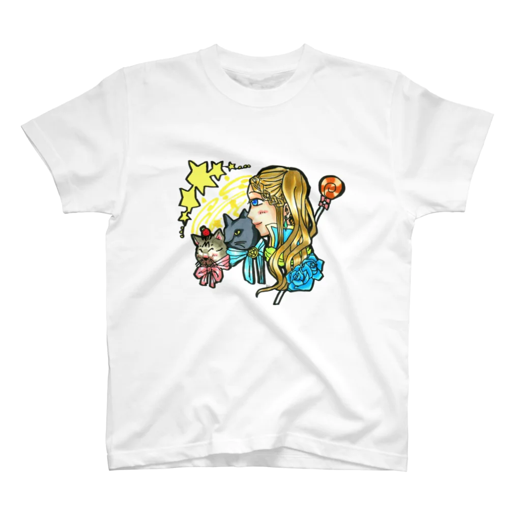 miku'ꜱGallery星猫の魔法少女miku✨使い魔ニャンズ召喚💙🍓 スタンダードTシャツ