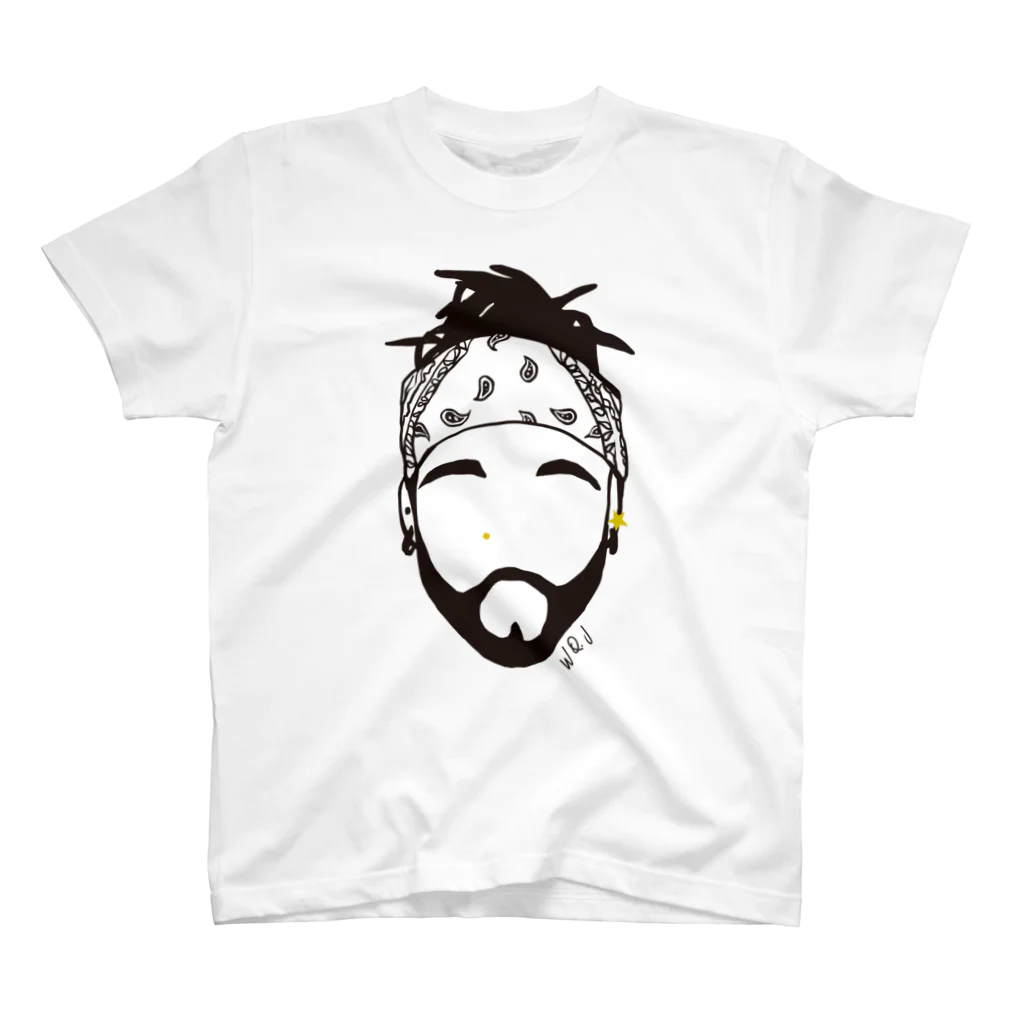 Walter Q JacksonのFace T-shirt (black logo) スタンダードTシャツ