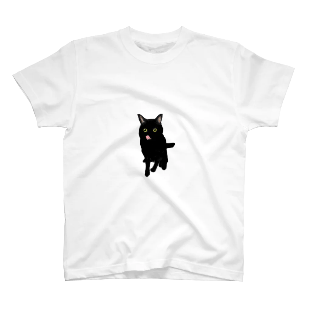 WAMI ARTの黒猫ペロリ スタンダードTシャツ