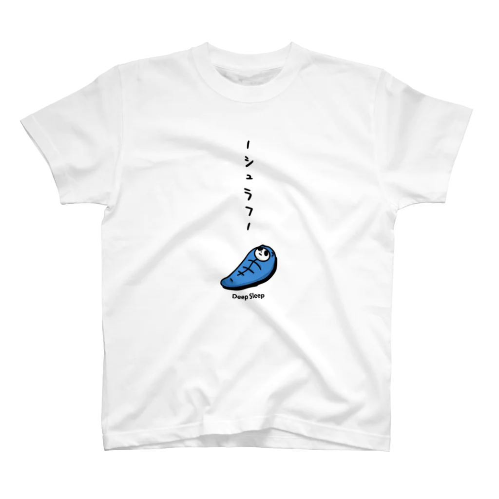 PokuStarの寝袋で寝るパンダ スタンダードTシャツ