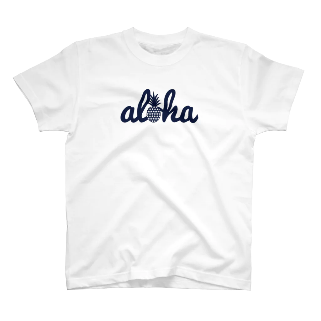 aloha_pineapple_hawaiiのaloha（star）018 navy Regular Fit T-Shirt