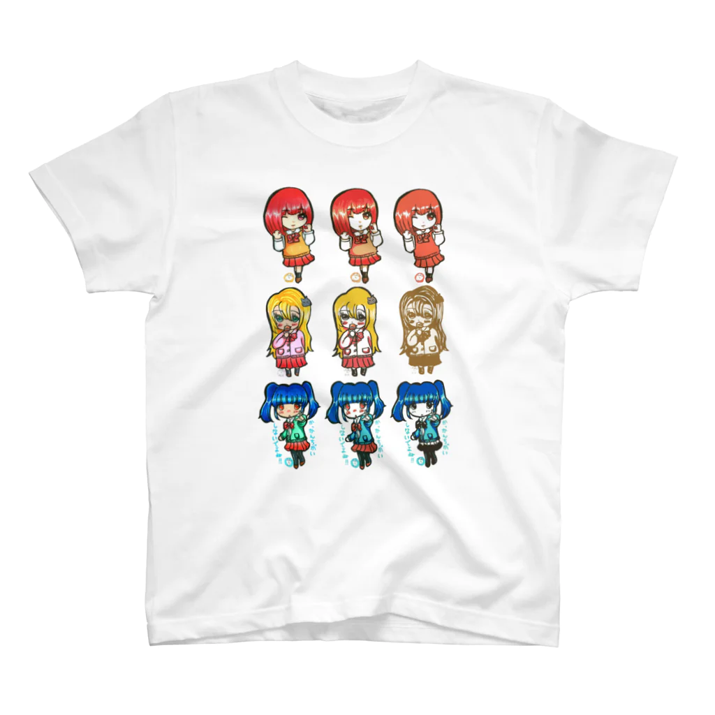 ＊あり＊の虹色創世記の３人娘3×3(みくさんコラボ) スタンダードTシャツ