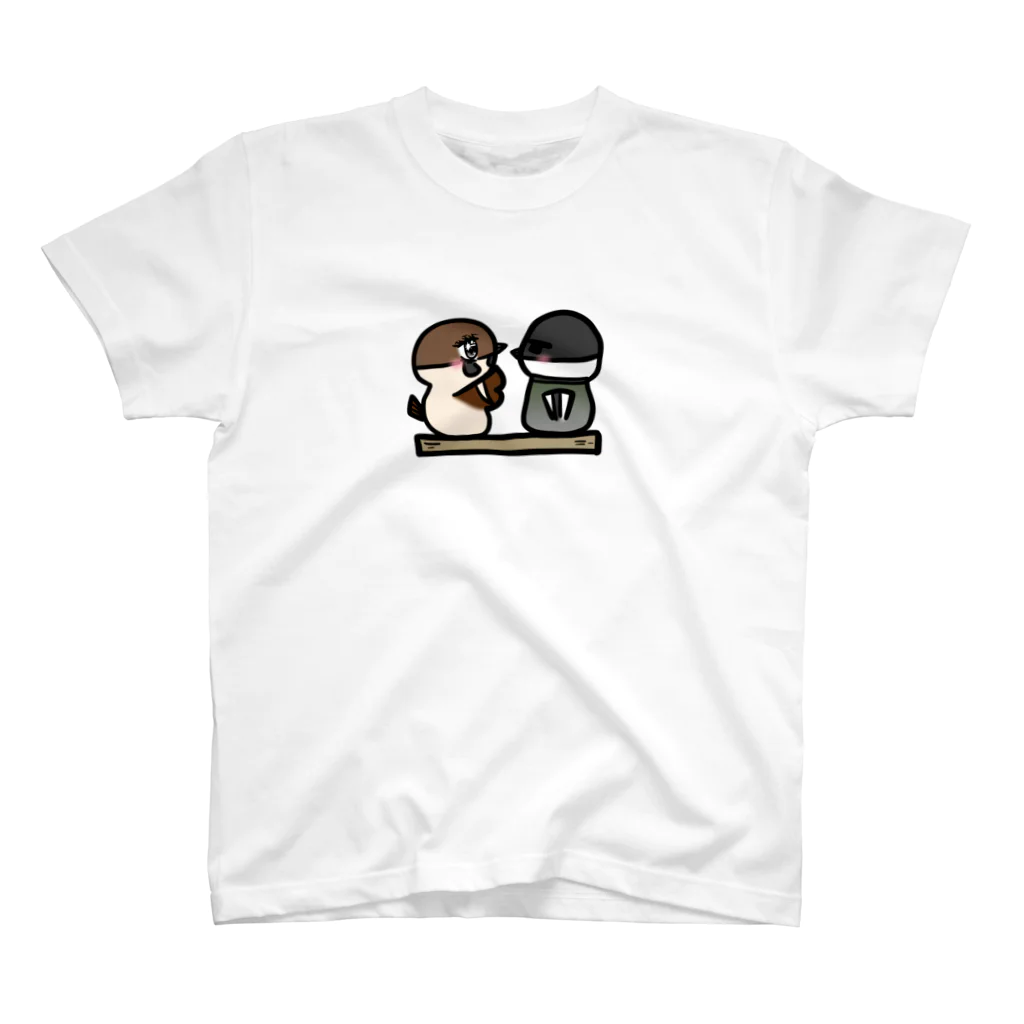 庭にくるコトリからの高校時代のシジュウカラちゃん、スズメちゃん スタンダードTシャツ