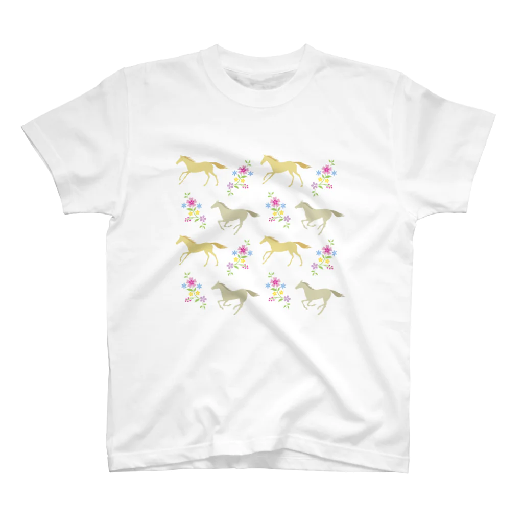 Sharroodの馬と花のTシャツ Regular Fit T-Shirt