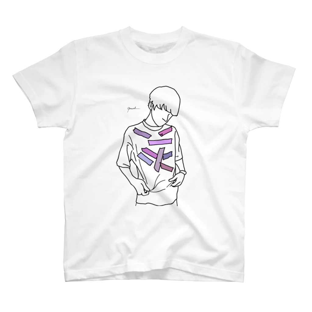 Rereadの【レッテル purple】 Regular Fit T-Shirt