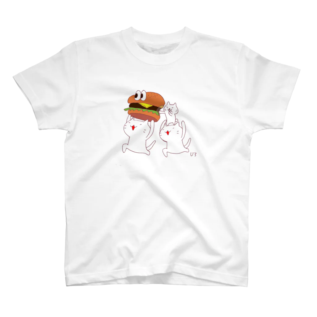 Hello Happy Catのじろにゃんたちとハンバーガー Regular Fit T-Shirt