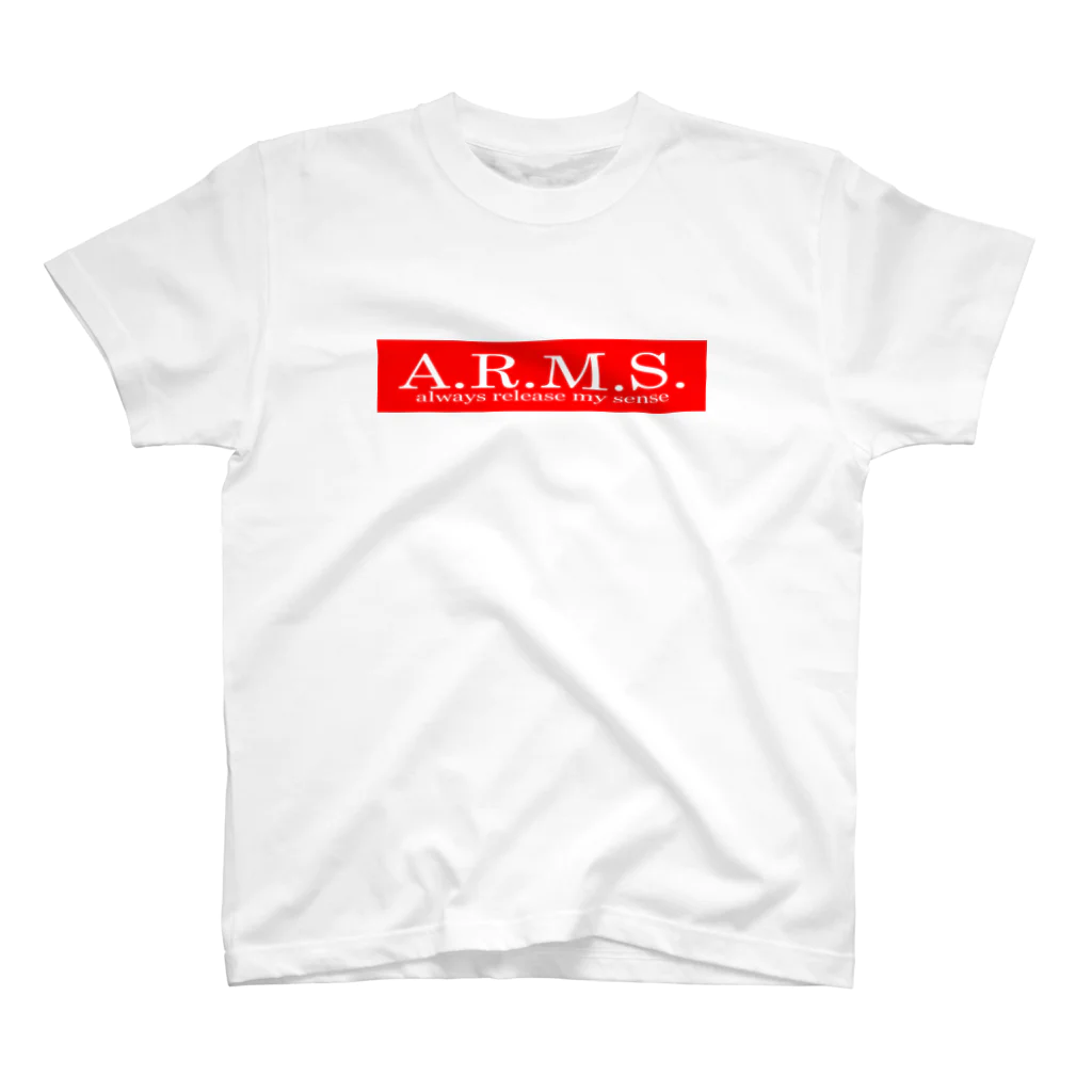 A.R.M.S.のボックスロゴTEE ホワイト スタンダードTシャツ