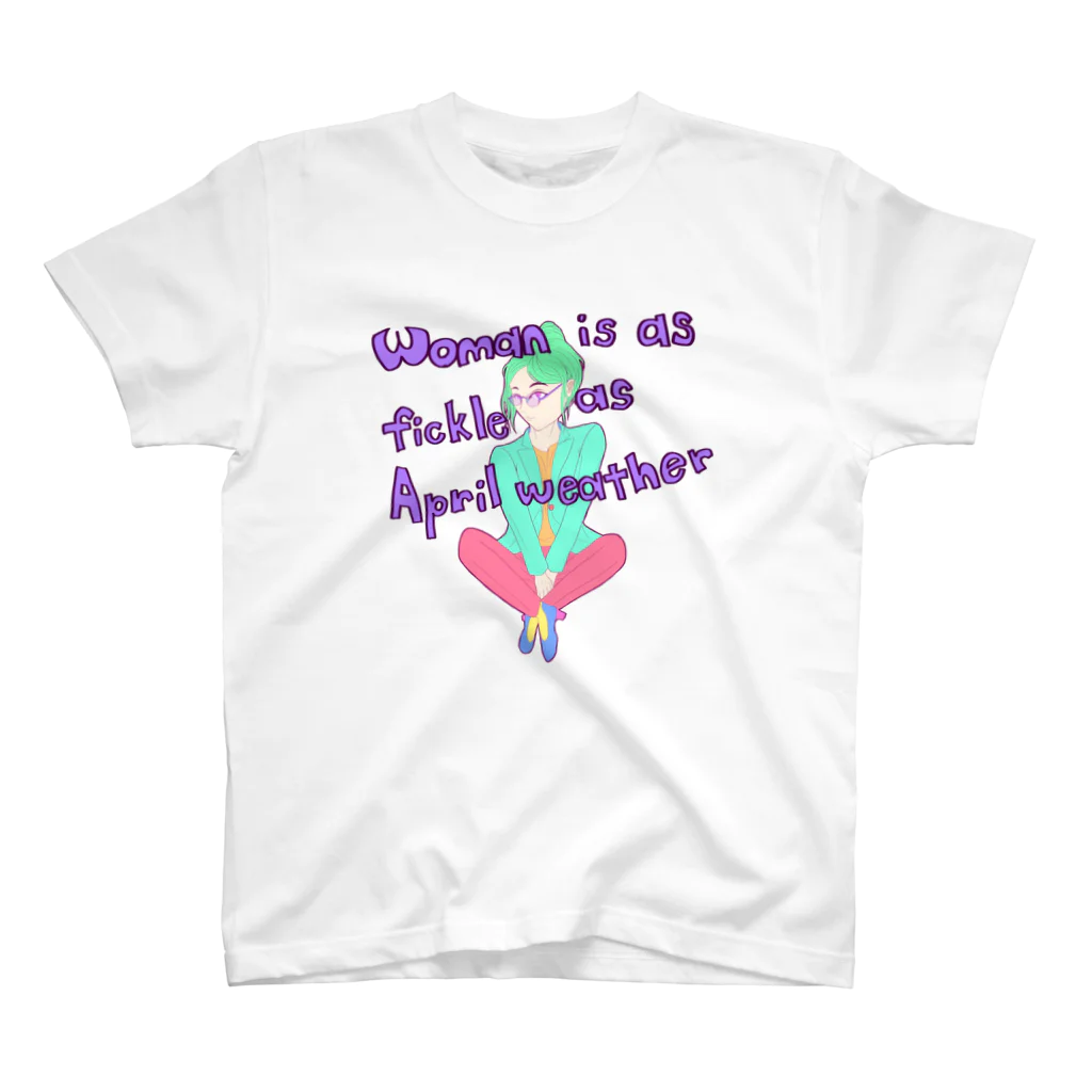 ヨシアキのWoman is as fickle as April weather. Regular Fit T-Shirt