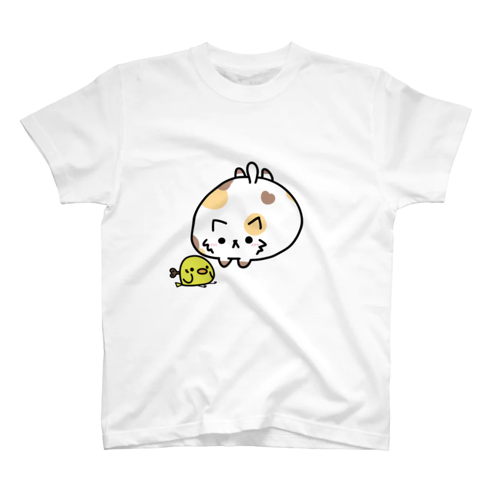 Short Catのたっぷんねことねじ巻鳥 スタンダードTシャツ