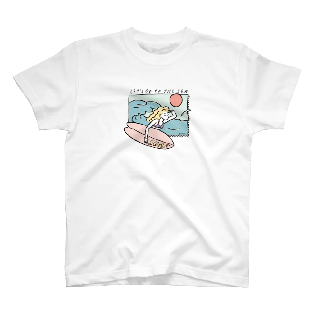 surf girl illustration yuriの海へ行こう（裸眼編） スタンダードTシャツ