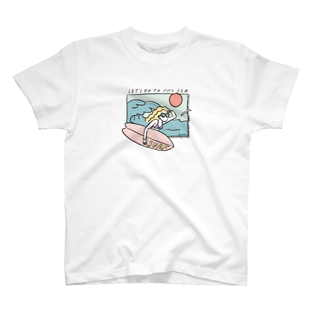 surf girl illustration yuriの海へ行こう（グラサン編） スタンダードTシャツ