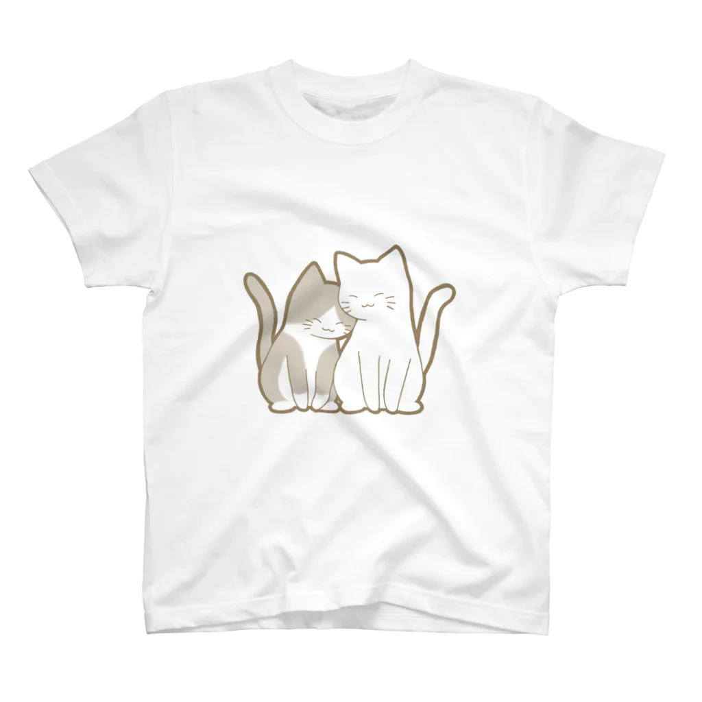 かわいいもののおみせ　いそぎんちゃくの仲良し猫　灰白ハチワレ&白 Regular Fit T-Shirt
