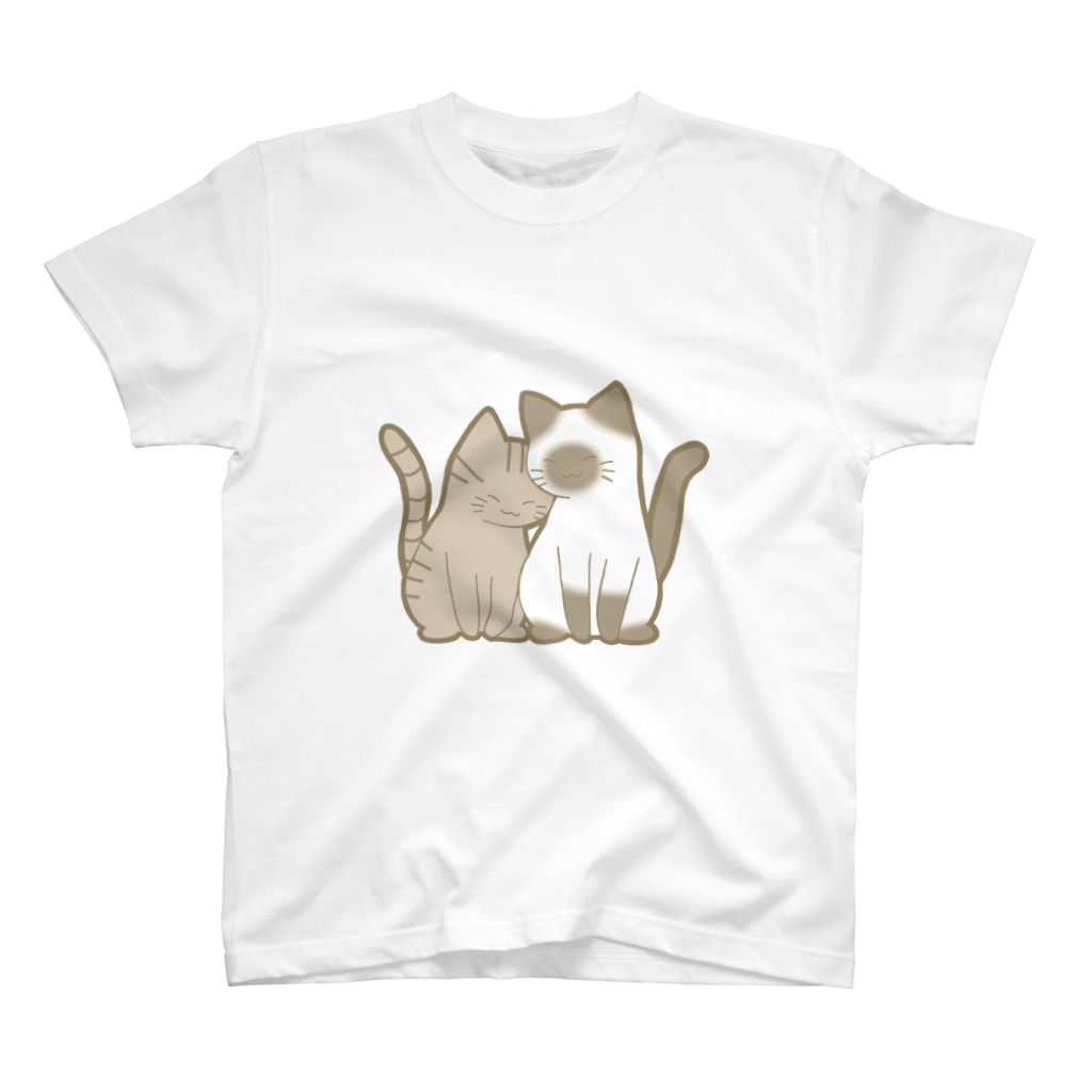かわいいもののおみせ　いそぎんちゃくの表裏印刷　仲良し猫　キジトラ&ポインテッド Regular Fit T-Shirt