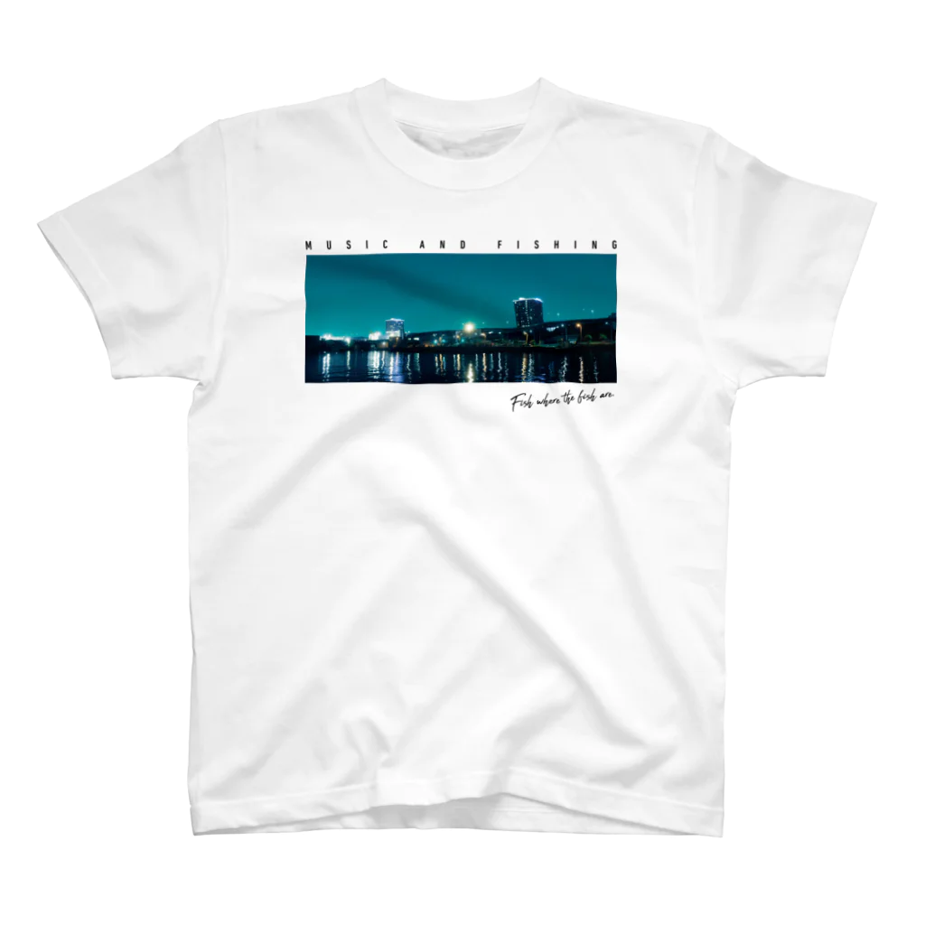 音楽と釣りのFishing Spot T shirts Seabass スタンダードTシャツ