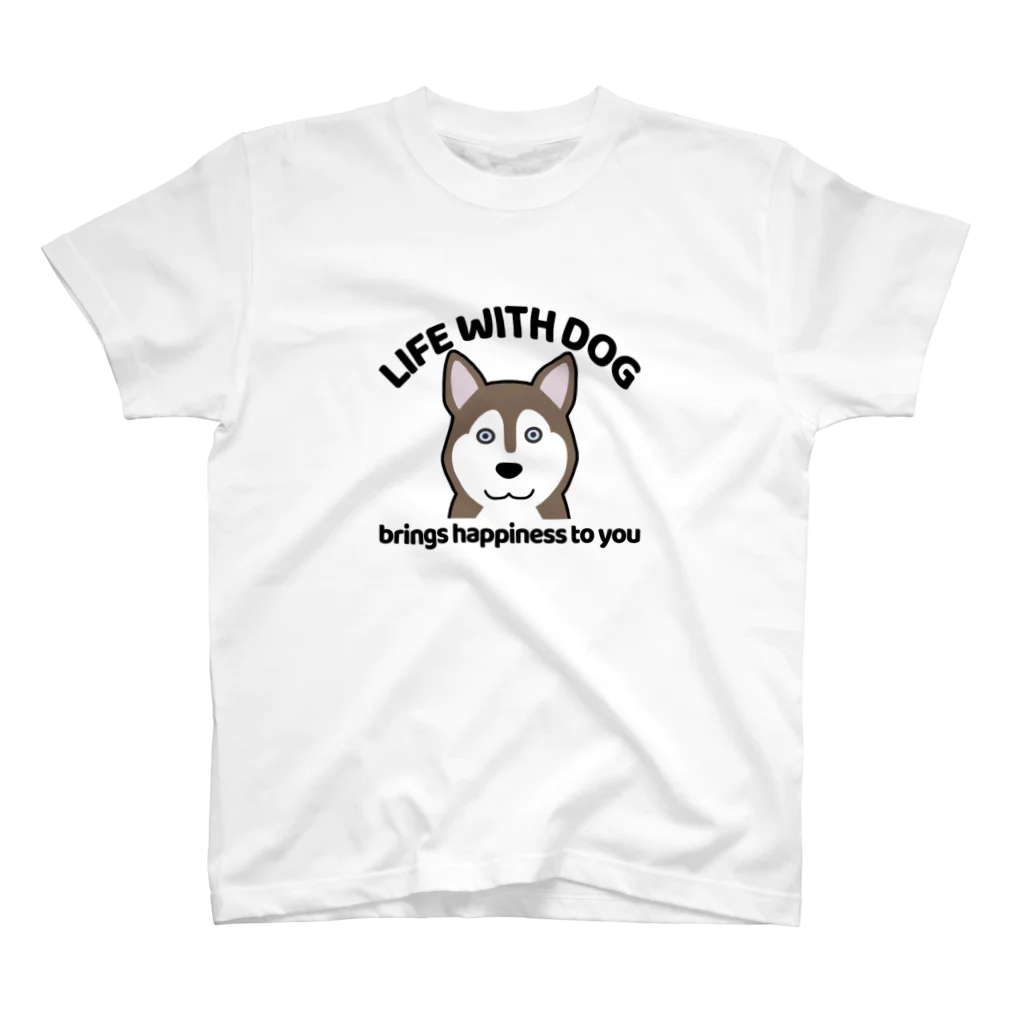 efrinmanの犬と共に（ハスキー/茶） スタンダードTシャツ