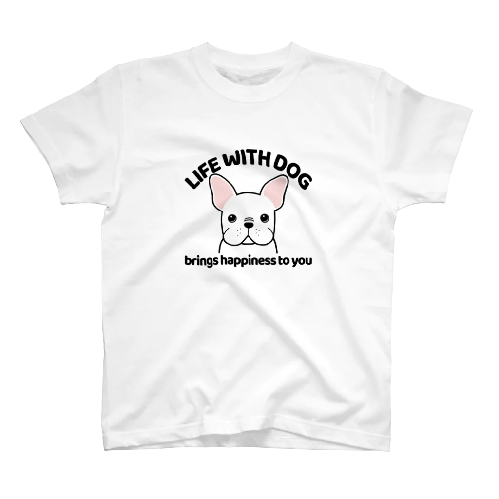 efrinmanの犬と共に（フレンチブル/白系） スタンダードTシャツ