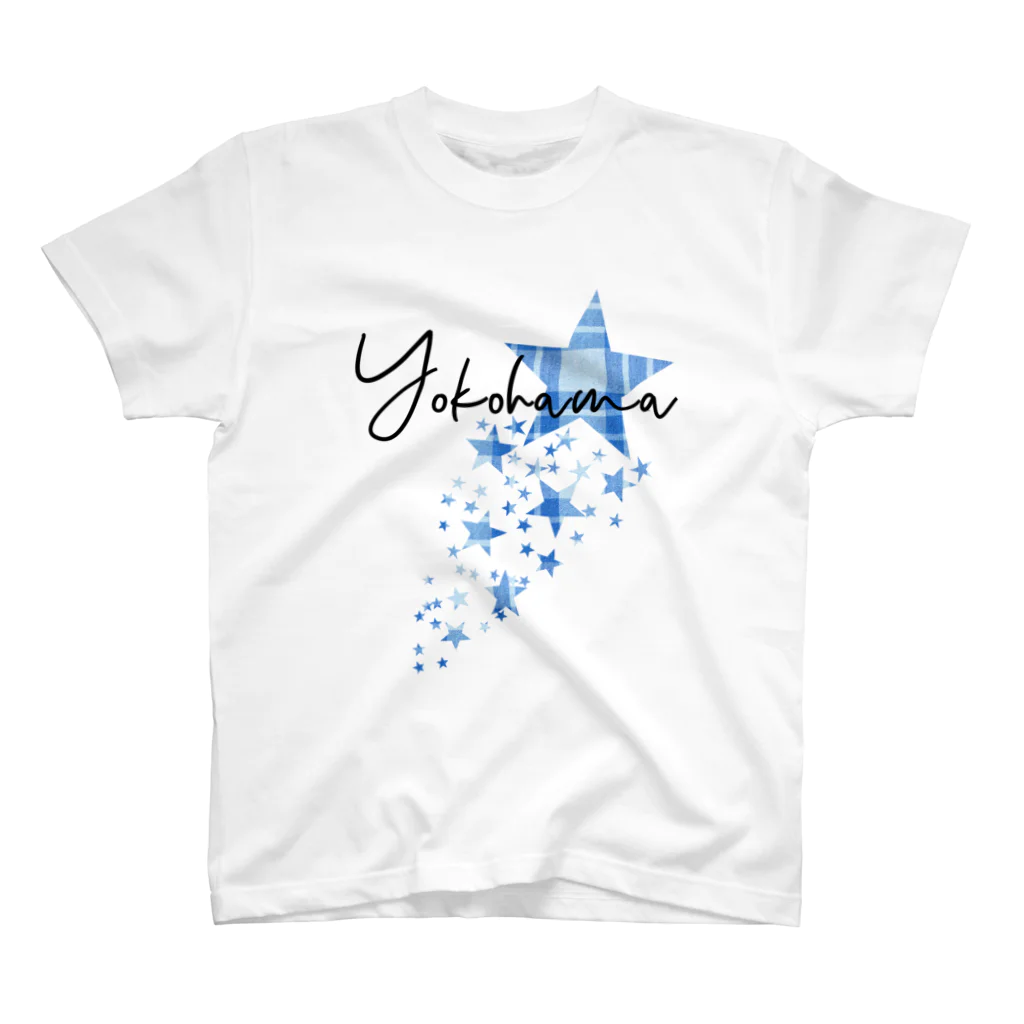 KEN's☆BASEBALL FAN SHOPのYokohama Blue チェック柄 スタンダードTシャツ