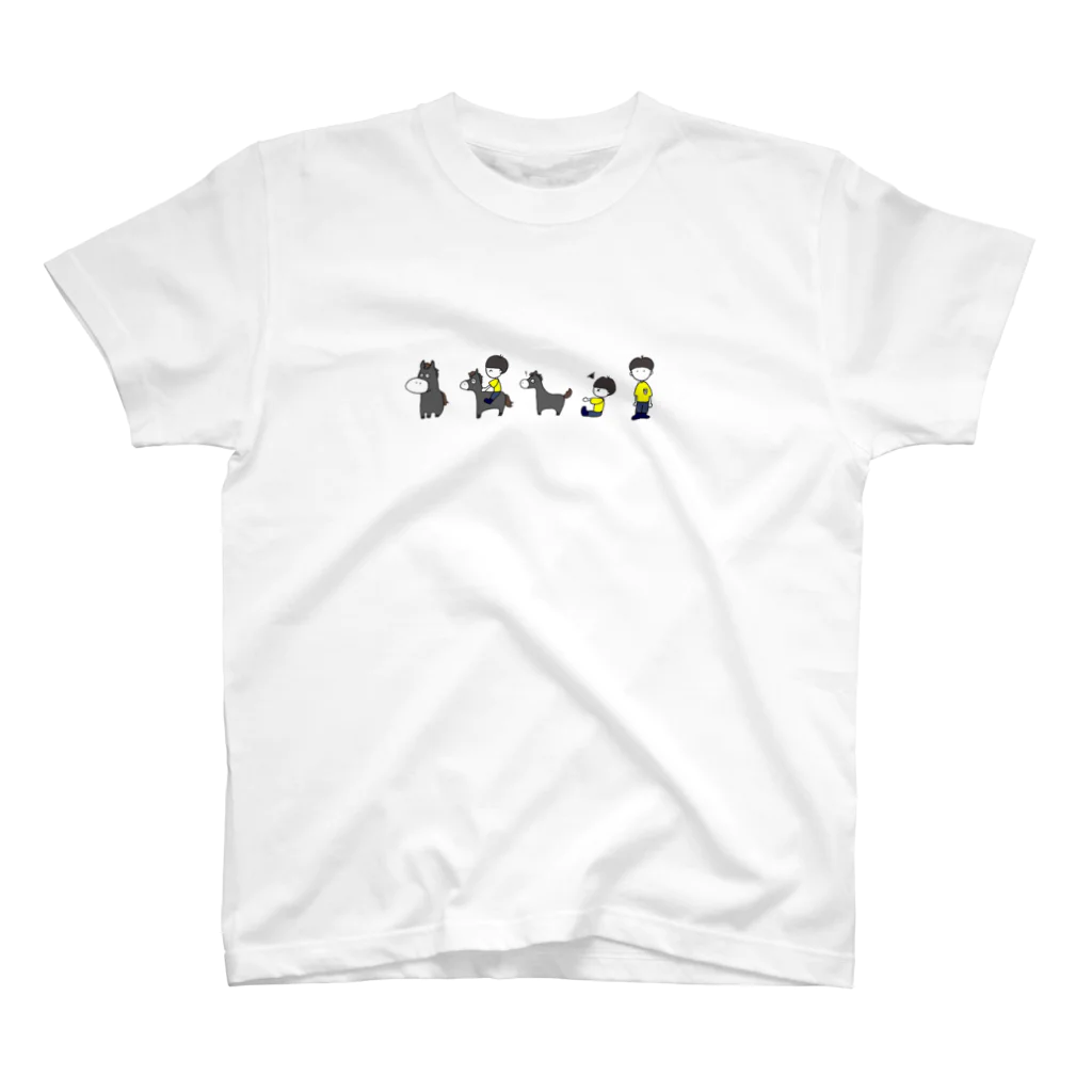 HarmonyCollege_Osyan-T-shirtのポニーと子どものイラストＴシャツ（グレーポニー） Regular Fit T-Shirt