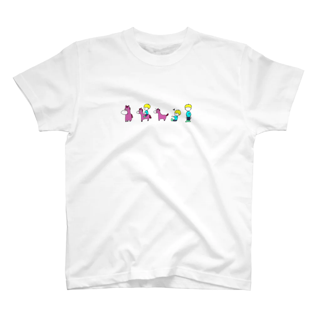 HarmonyCollege_Osyan-T-shirtのポニーと子どものイラストＴシャツ（ピンクポニー） スタンダードTシャツ