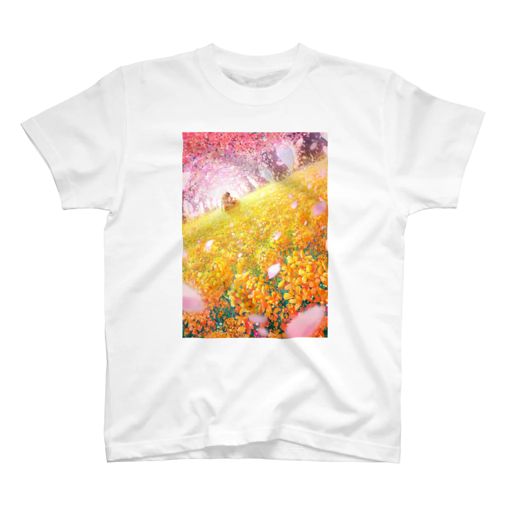 ゆたかテル / ミズナベの桜花散る黄金の奈の花畑 スタンダードTシャツ