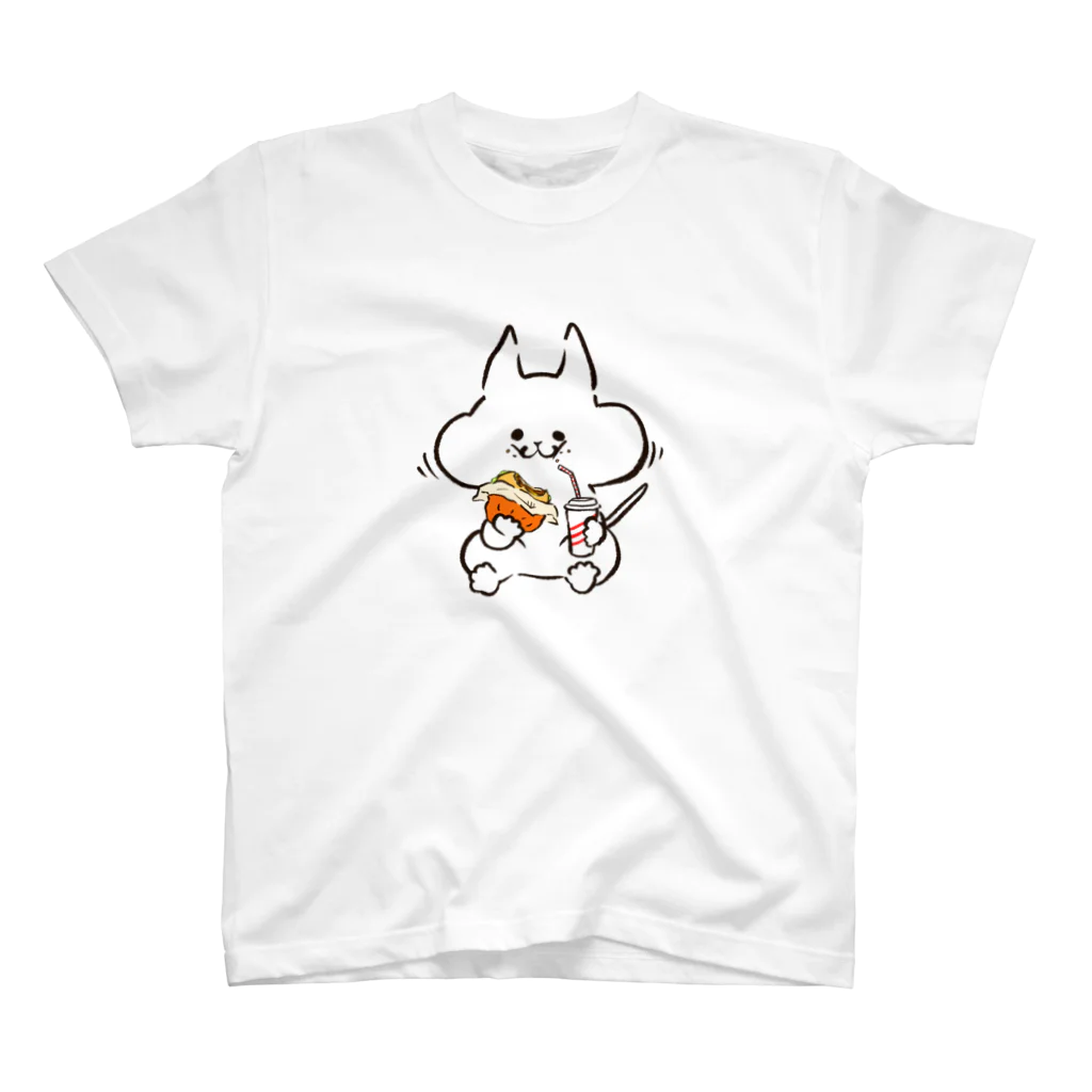 まをぢょっぷのねこ妻まをぢ（ハンバーガー＆ドリンク） スタンダードTシャツ