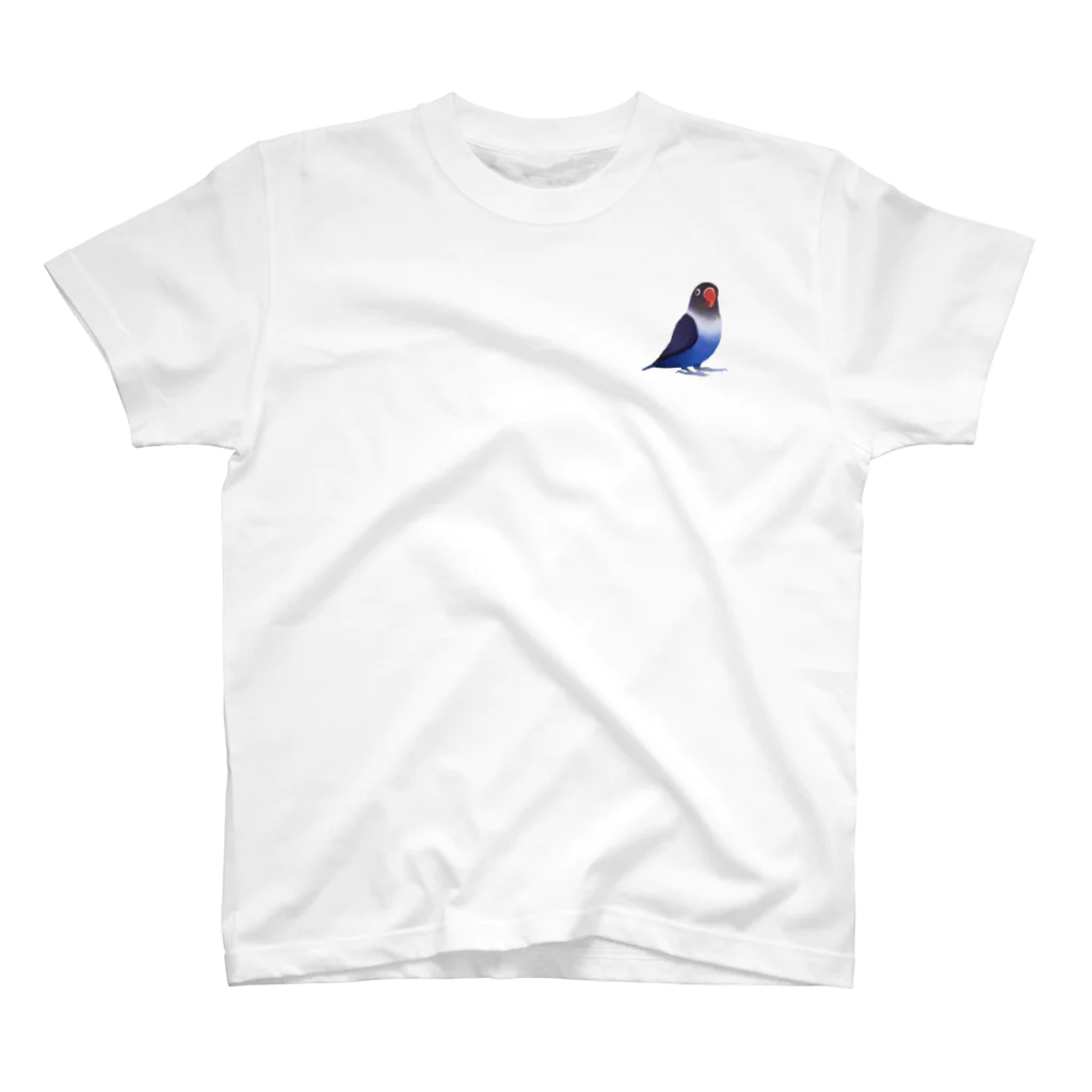 まめるりはことりのボタンインコ　おすましコバルトブルー【まめるりはことり】 スタンダードTシャツ