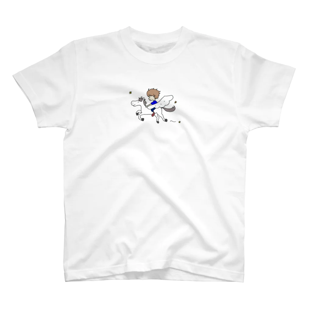 HarmonyCollege_Osyan-T-shirtの空を駆けるイラスト（白馬）Ｔシャツ スタンダードTシャツ