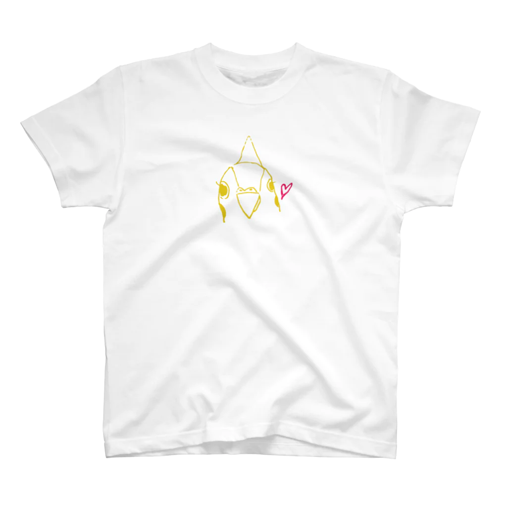琥珀色に咲く花のラブリーオカメちゃん黄色 スタンダードTシャツ
