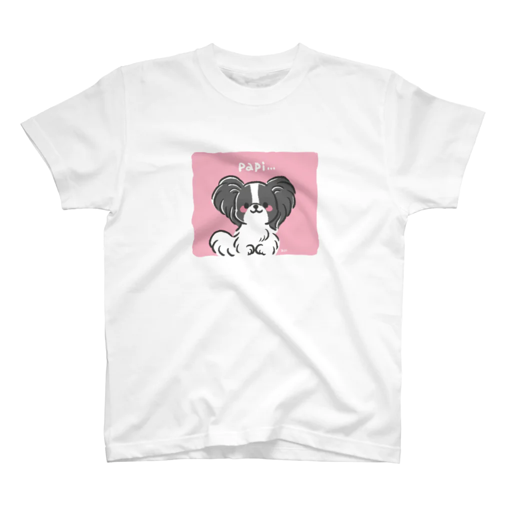 くろさわゆいのもふもふパピヨン（ブラック） スタンダードTシャツ