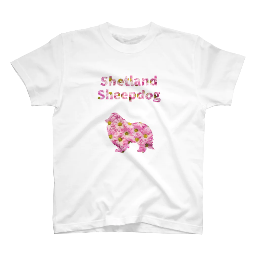 onehappinessのシェルティとデイジー スタンダードTシャツ