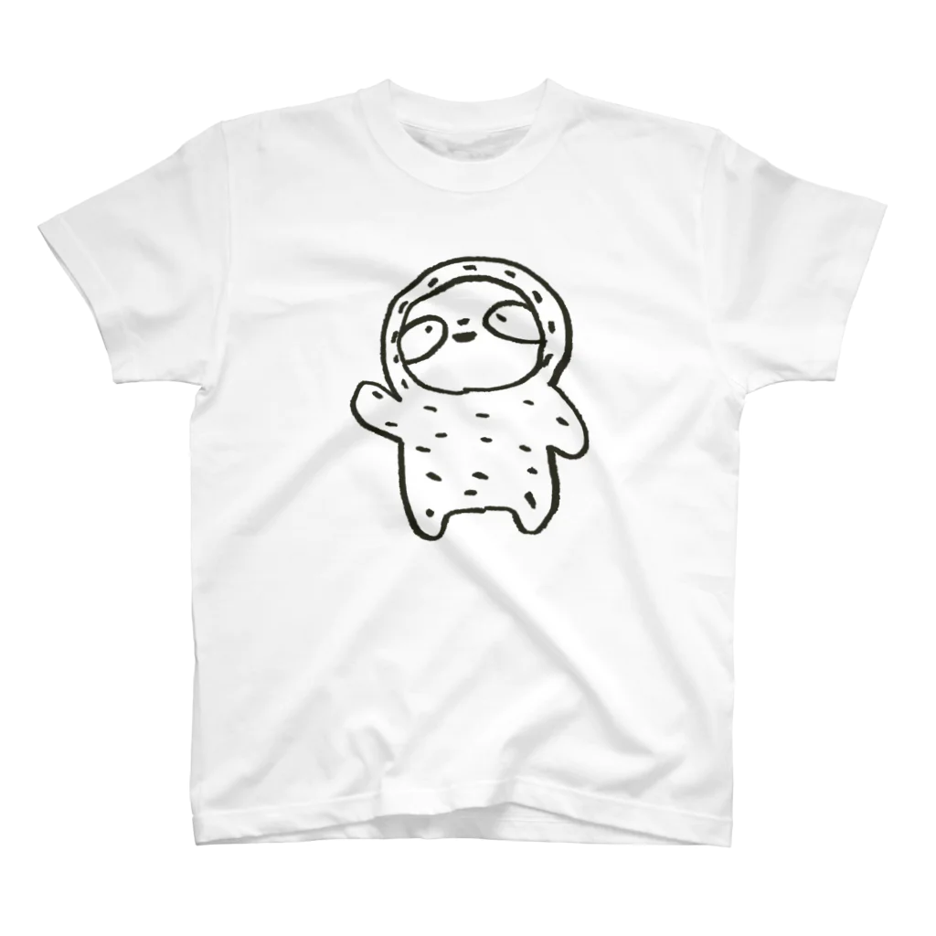 ゴキゲンサンショップのなまけものちゃんモノクロ（へらり） スタンダードTシャツ