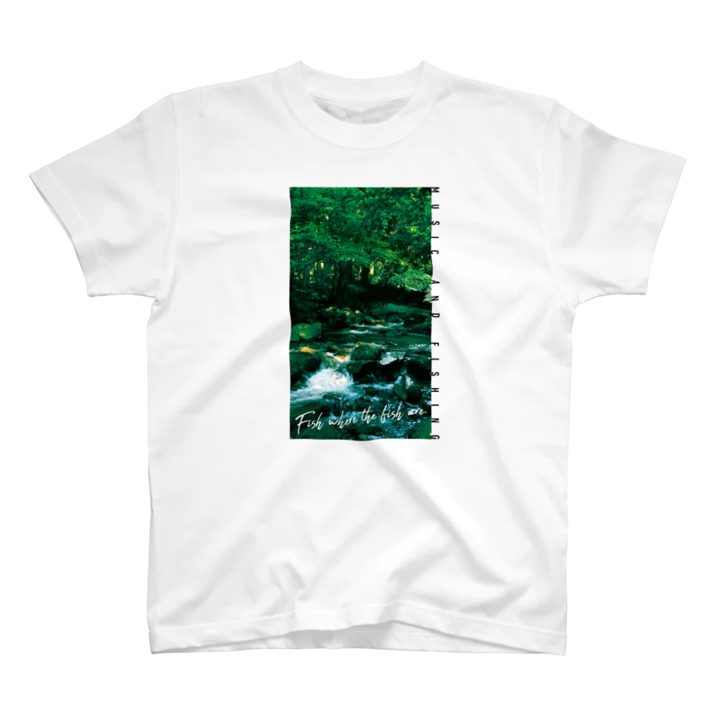 音楽と釣りのFishing Spot T shirts Trout Regular Fit T-Shirt