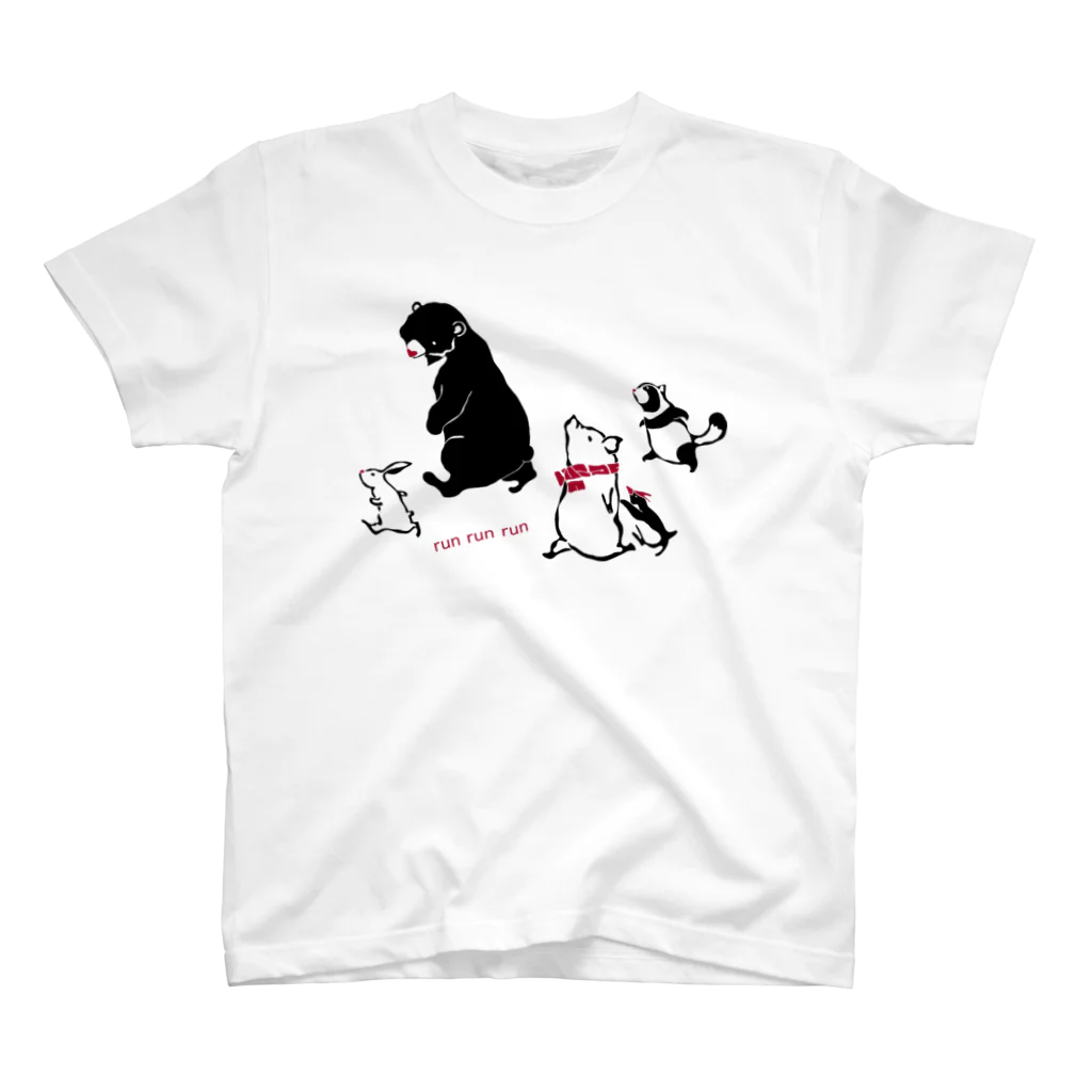 動物たちの日常のrun run run Regular Fit T-Shirt