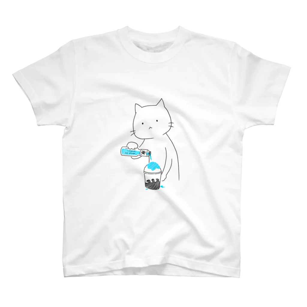 ゆいぼんのかき氷にシロップをかける猫(ブルーハワイ) Regular Fit T-Shirt