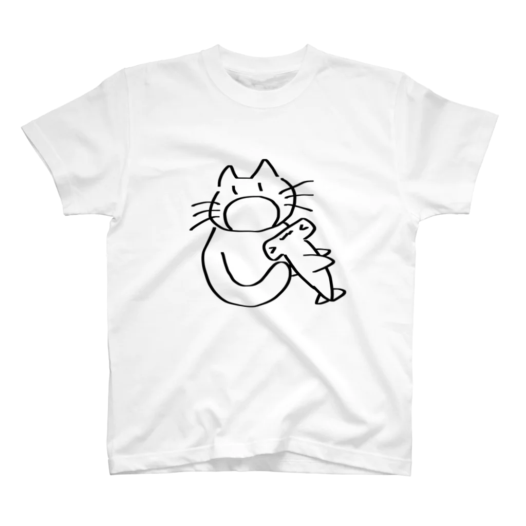 ななこさんのどうぶつぐっずのサメ食べねこ スタンダードTシャツ