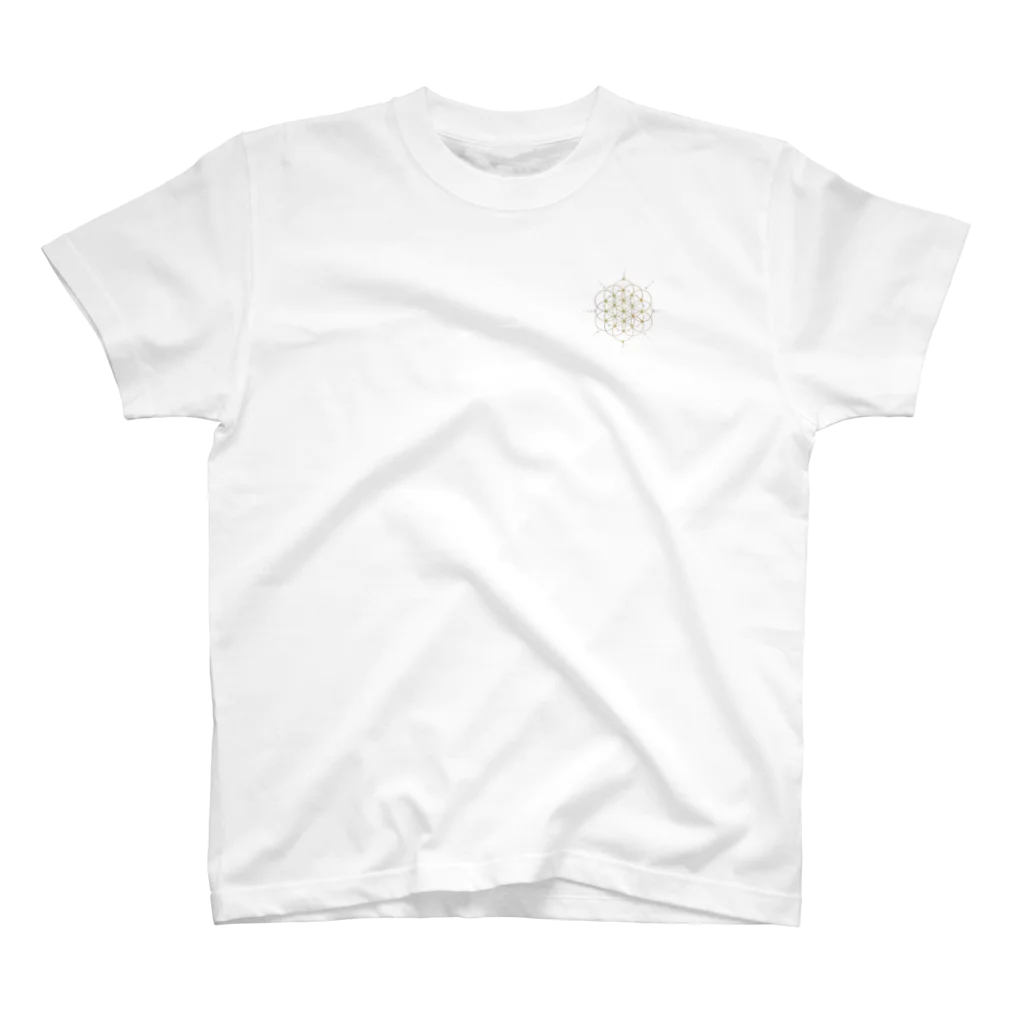 ニジイロソラモヨウのflower of Life image ラウンド Regular Fit T-Shirt