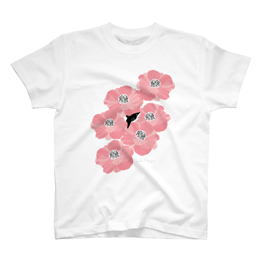 さかたようこ / サメ画家の花とサメ スタンダードTシャツ