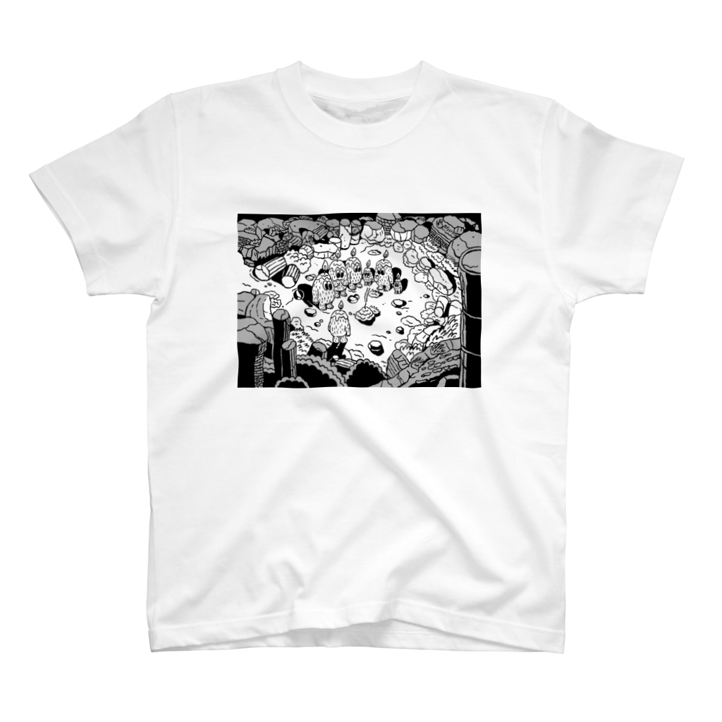 “Mosh's Exhibition“shopのCandle Mosh murder case 1（白黒） T-Shirt