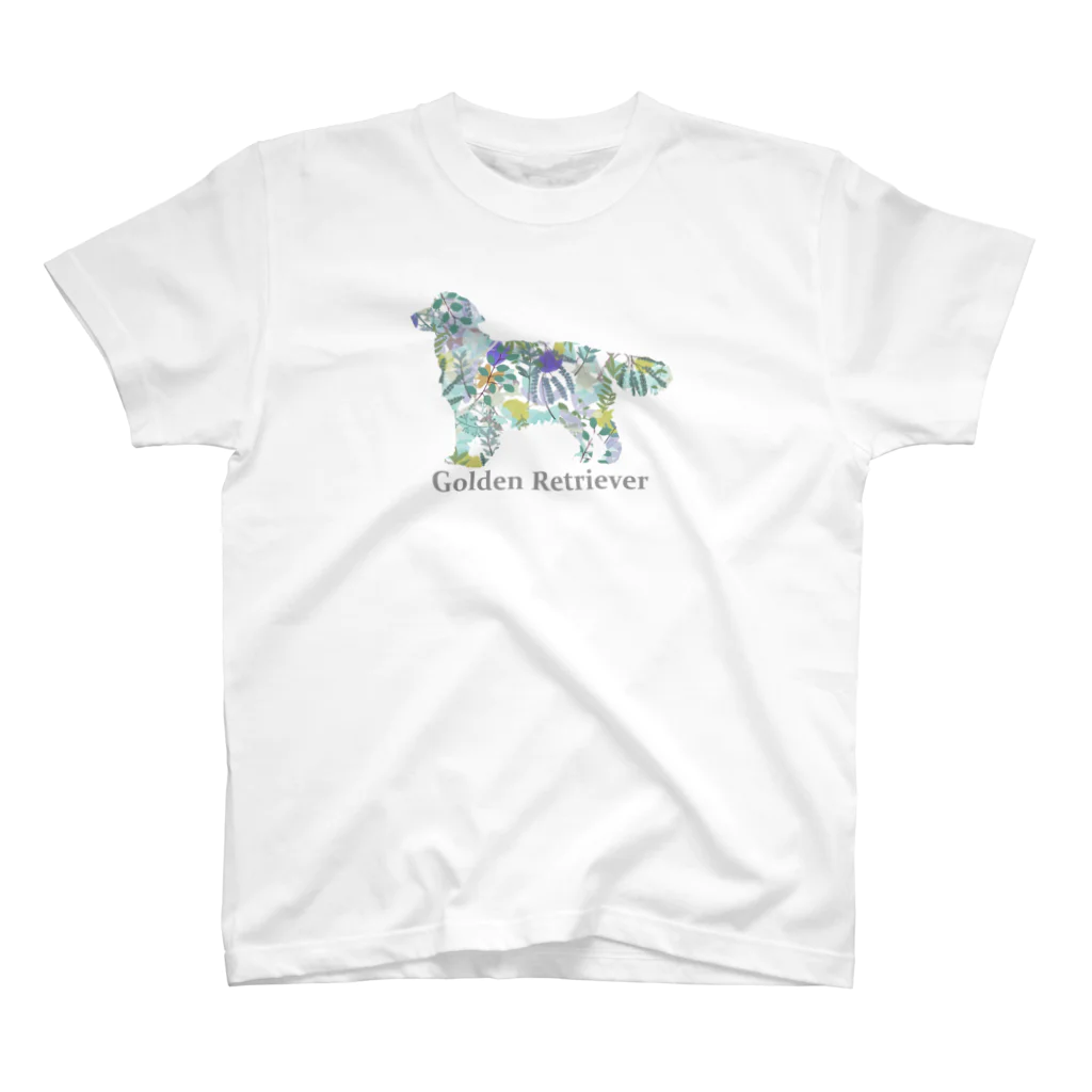 AtelierBoopの花　ボタニカル　ゴールデンレトリバー スタンダードTシャツ